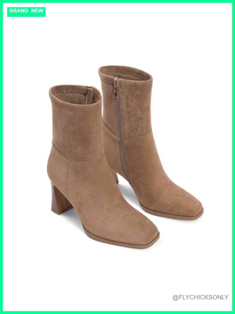 Women's Square Toe Chunky Heel Ankle Boots Side Zip Booties